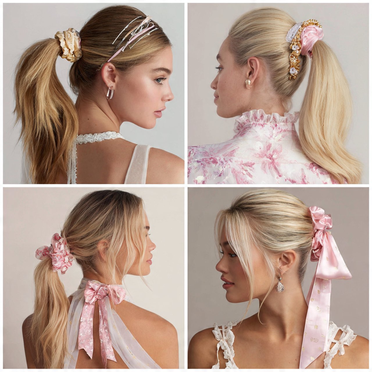 ponytail hairstyles with accessories showing diffe