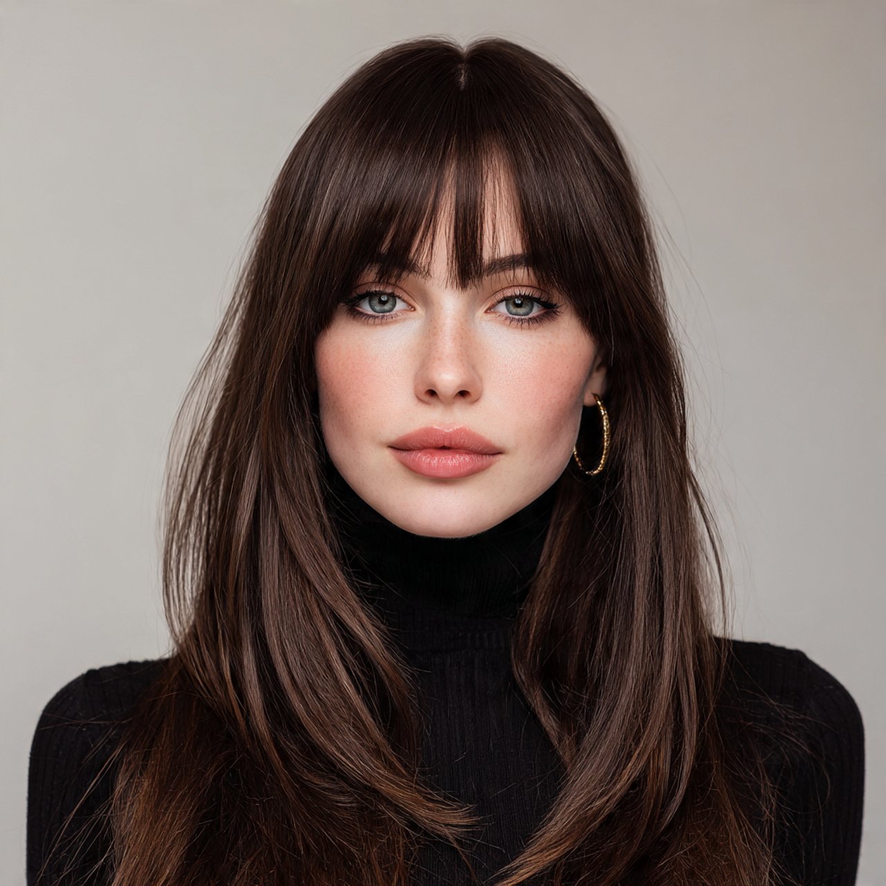 portrait of a woman with textured curtain bangs st