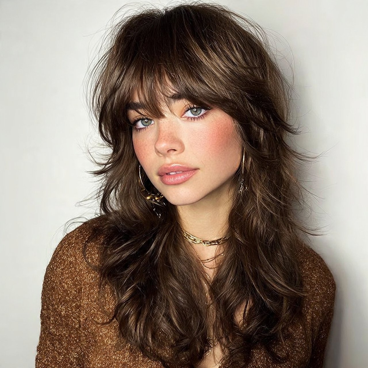 shaggy curtain bangs hairstyle