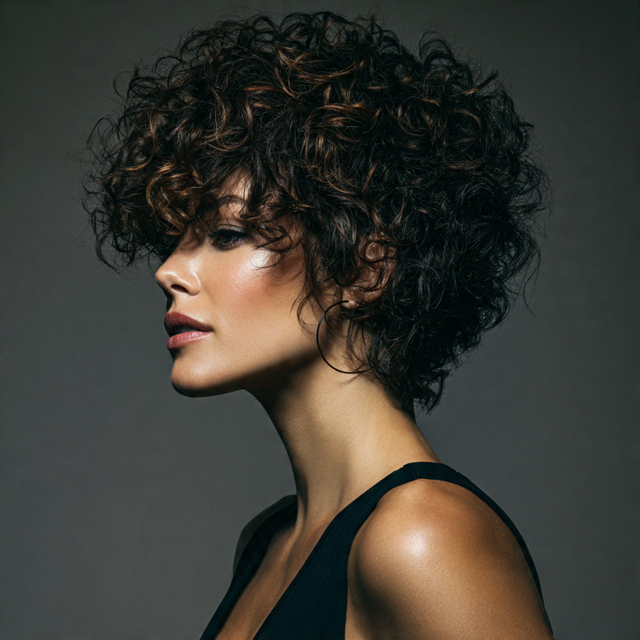 short curly hair with volume short hairstyle portr