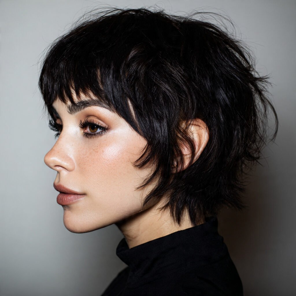 short wolf cut with bangs