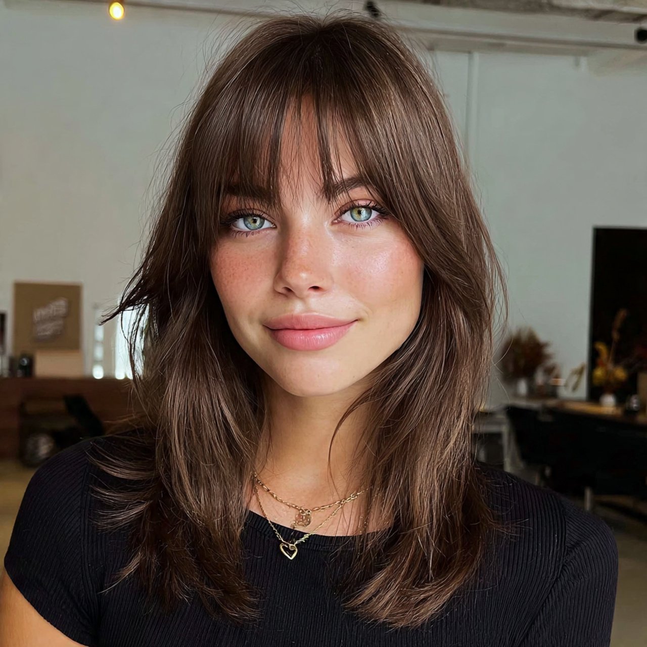 Curtain Bangs with Layers: 13 Trending Hair Ideas 3 shoulder length curtain bangs layered hairstyle