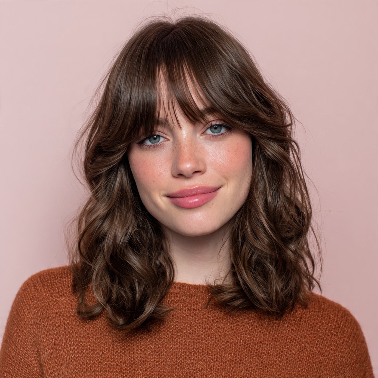 shoulder length wavy hair with curtain bangs hairs