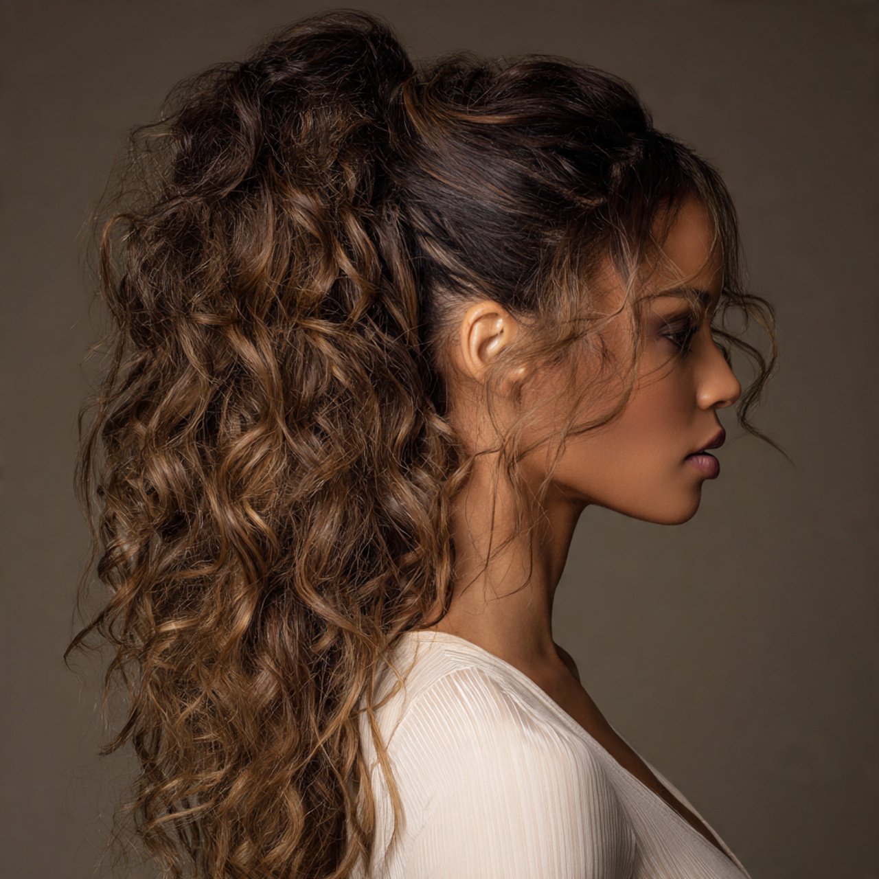side curly ponytail hairstyles voluminous curls sw