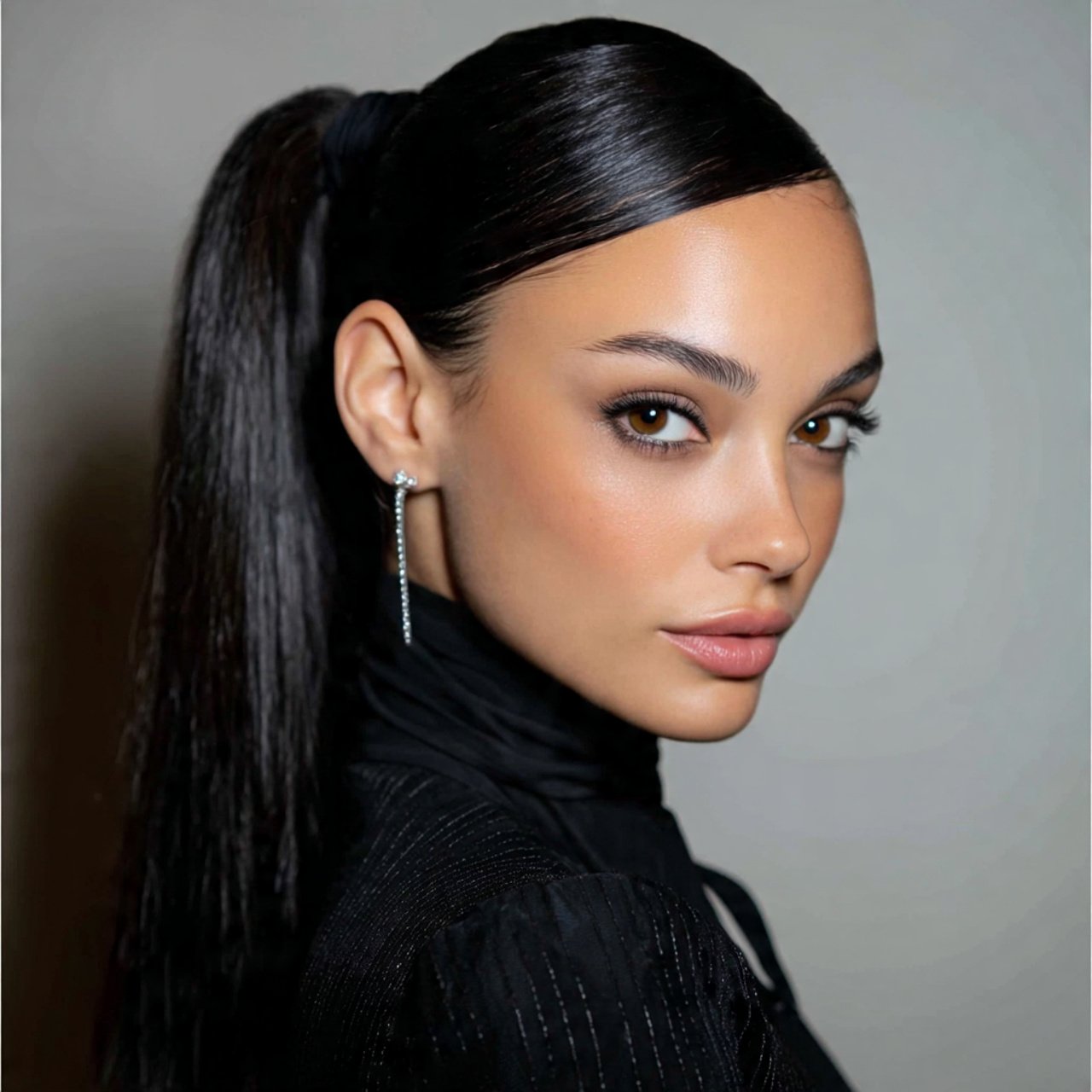 side part sleek ponytail hairstyles