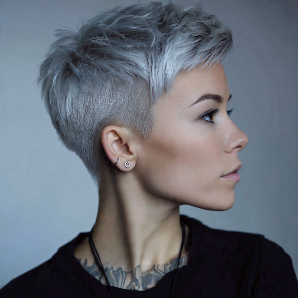 side parted short wolf cut