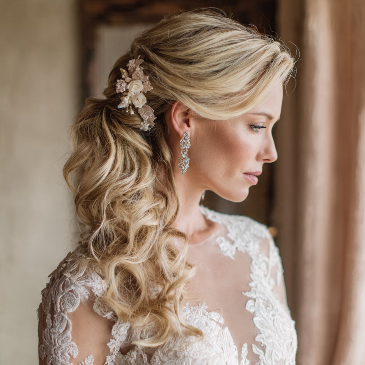 side ponytail hairstyles for wedding elegant brida