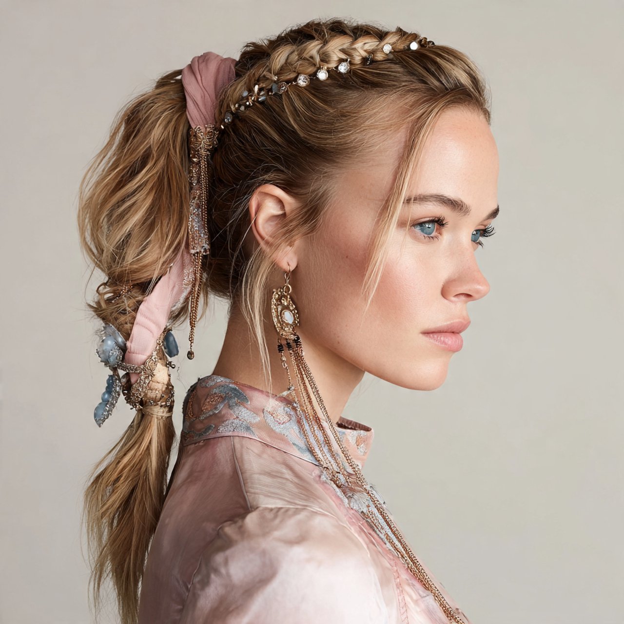 side ponytail hairstyles with accessories