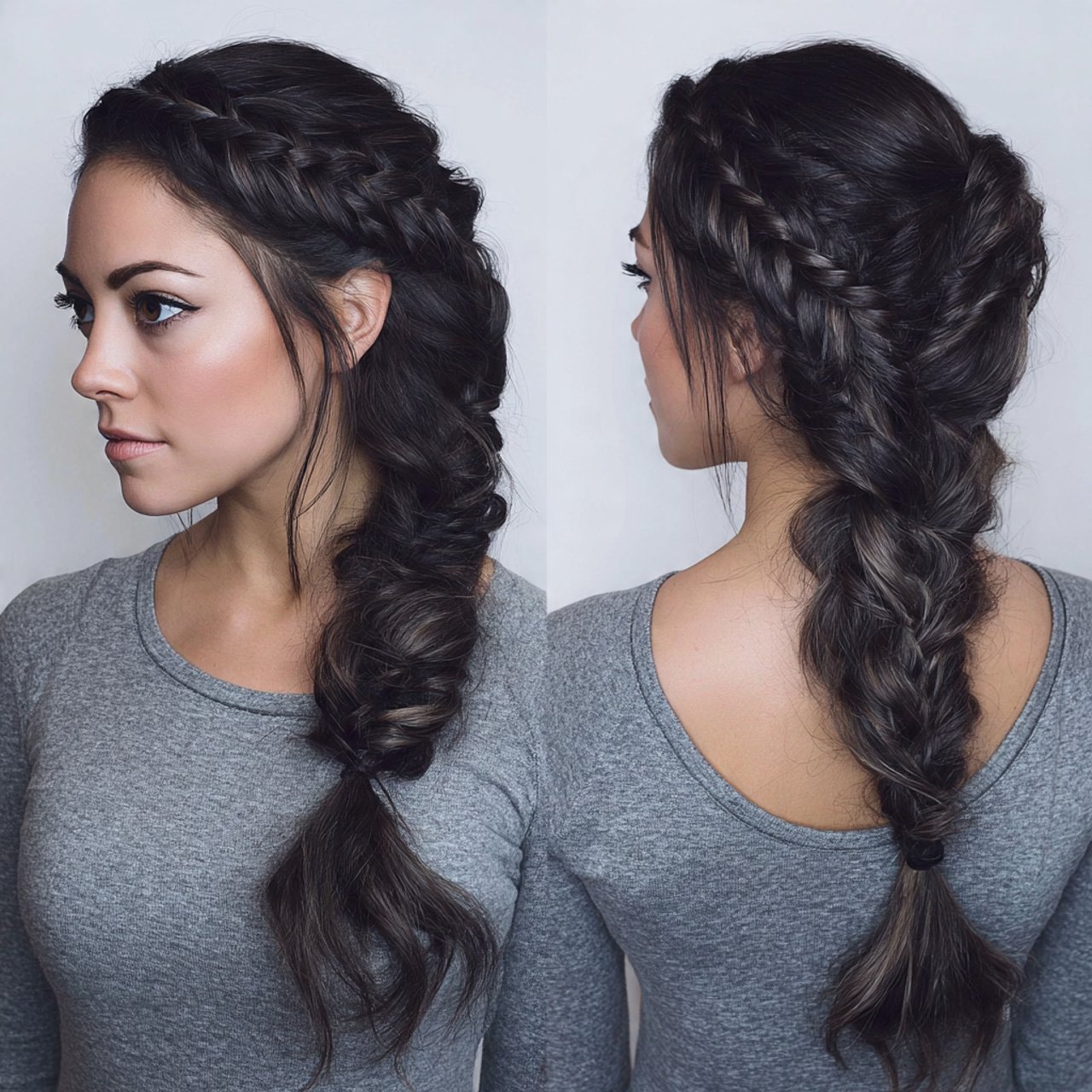 side swept braided ponytail hairstyles