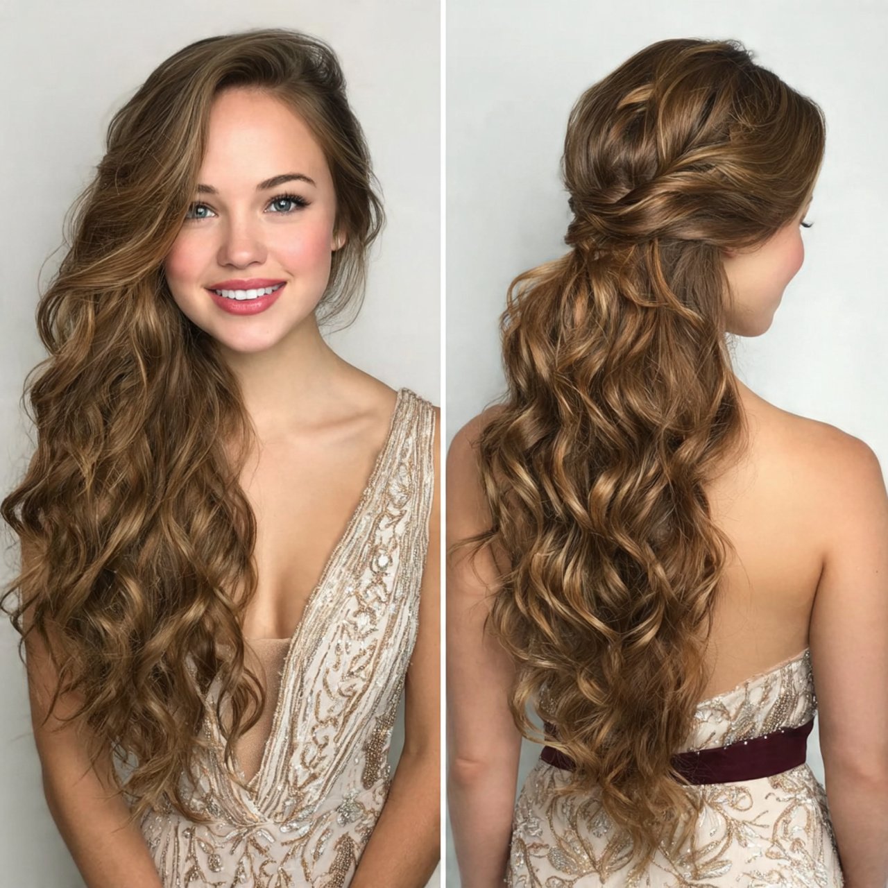 side swept curls prom hairstyles for long hair