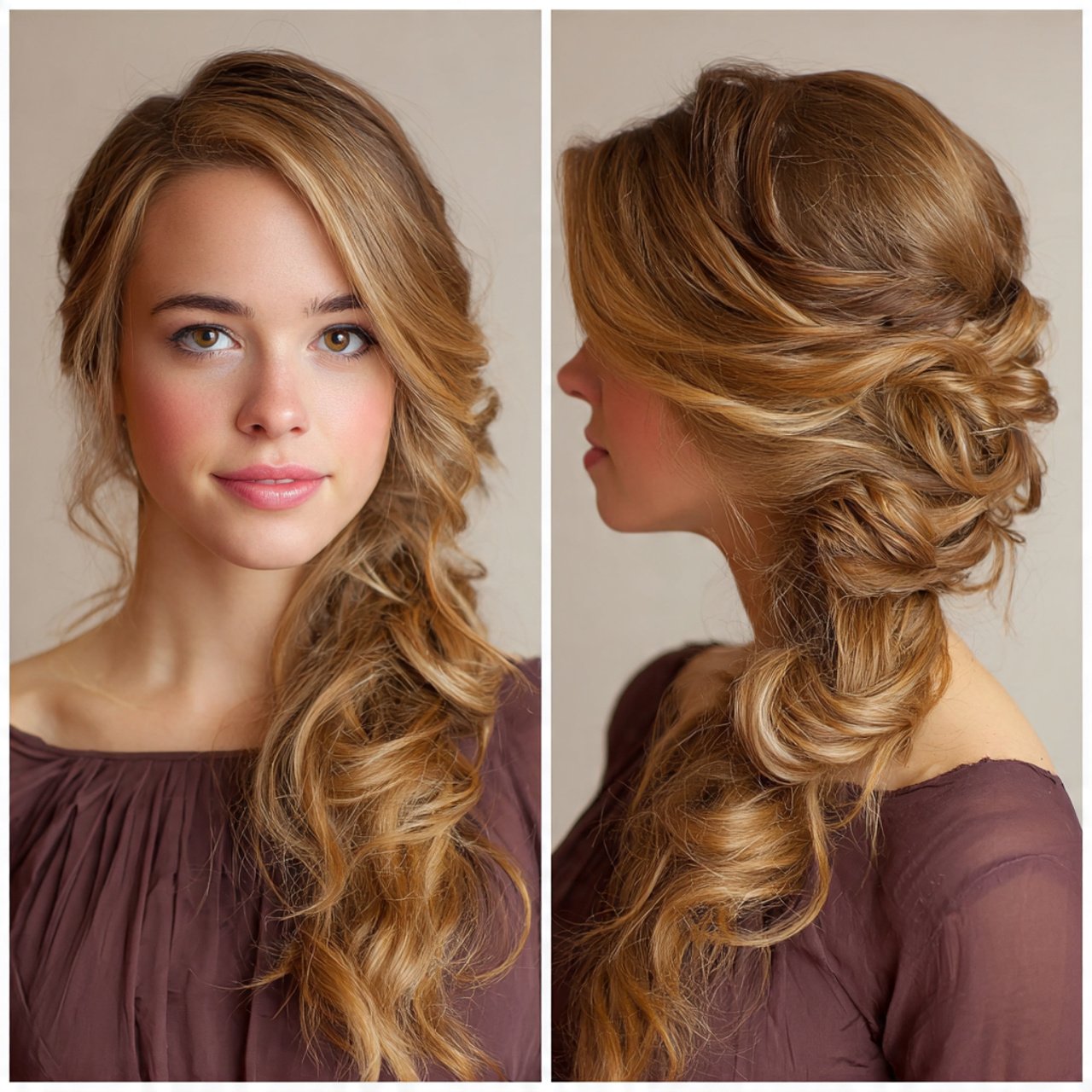 side swept hair easy prom hairstyle
