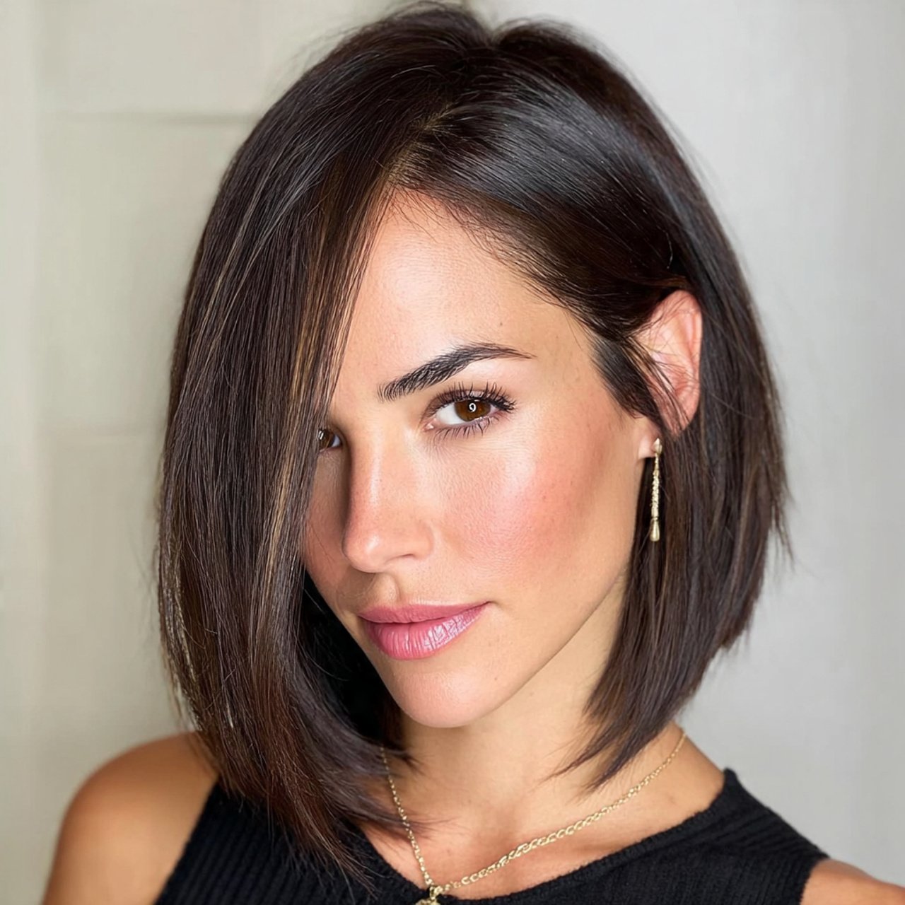 sleek bob with side part hairstyles 1