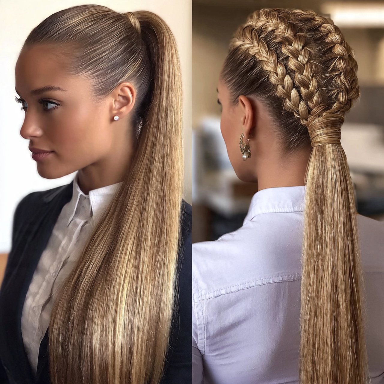 sleek braided ponytail hairstyles