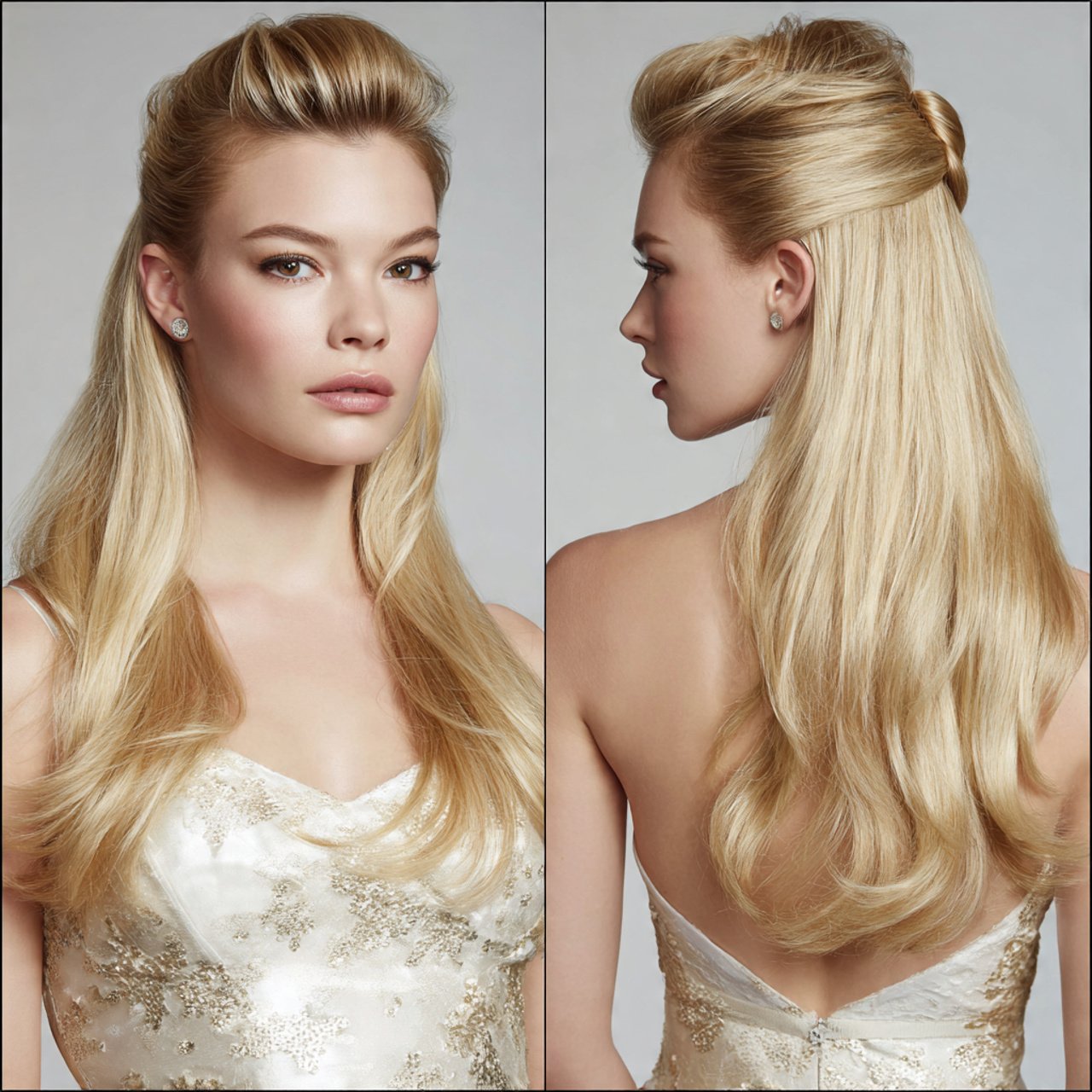 sleek half up straight style prom hairstyles
