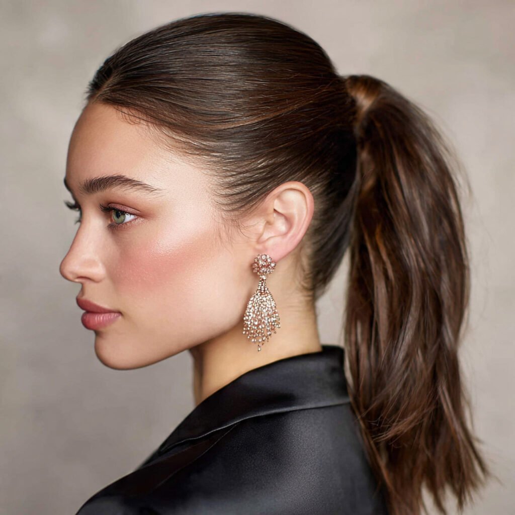 sleek low ponytail easy prom hairstyle