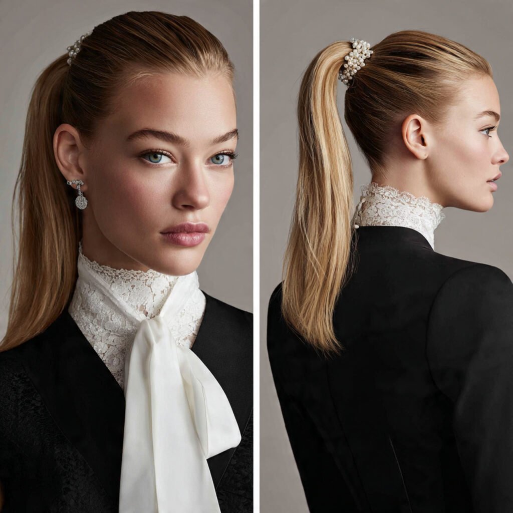 sleek ponytail hairstyles with accessories