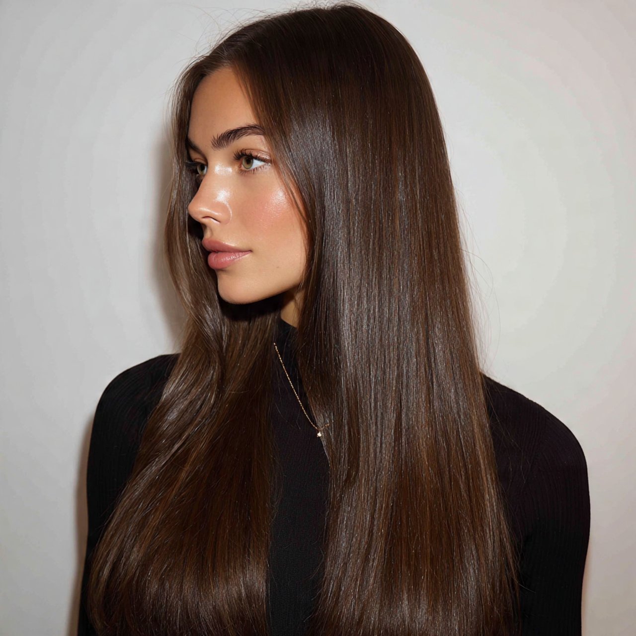 sleek straight hair with middle part hairstyle