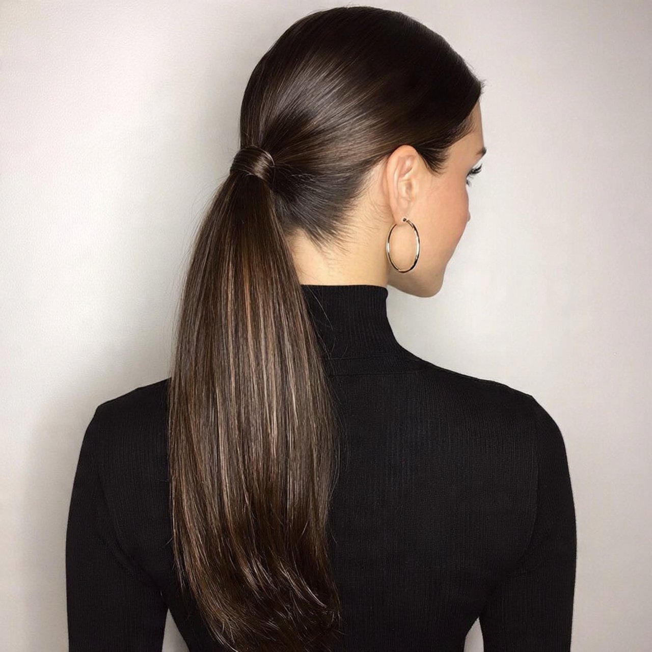 sleek straight low ponytail hairstyles