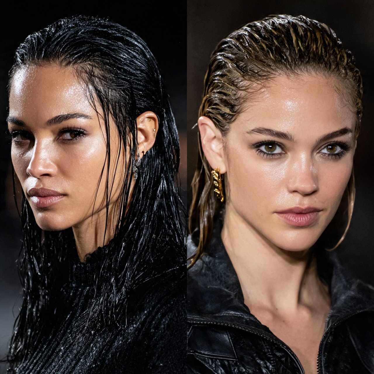 slicked back wet look hairstyles