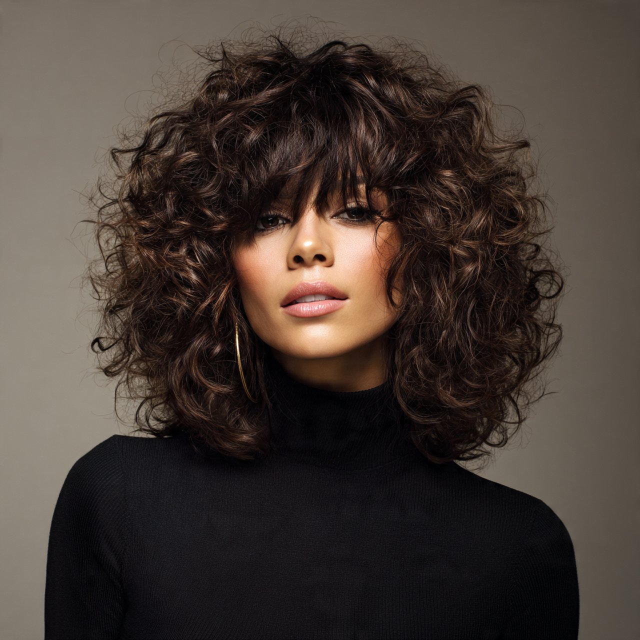 soft curly wolf cut hairstyle on a woman single po