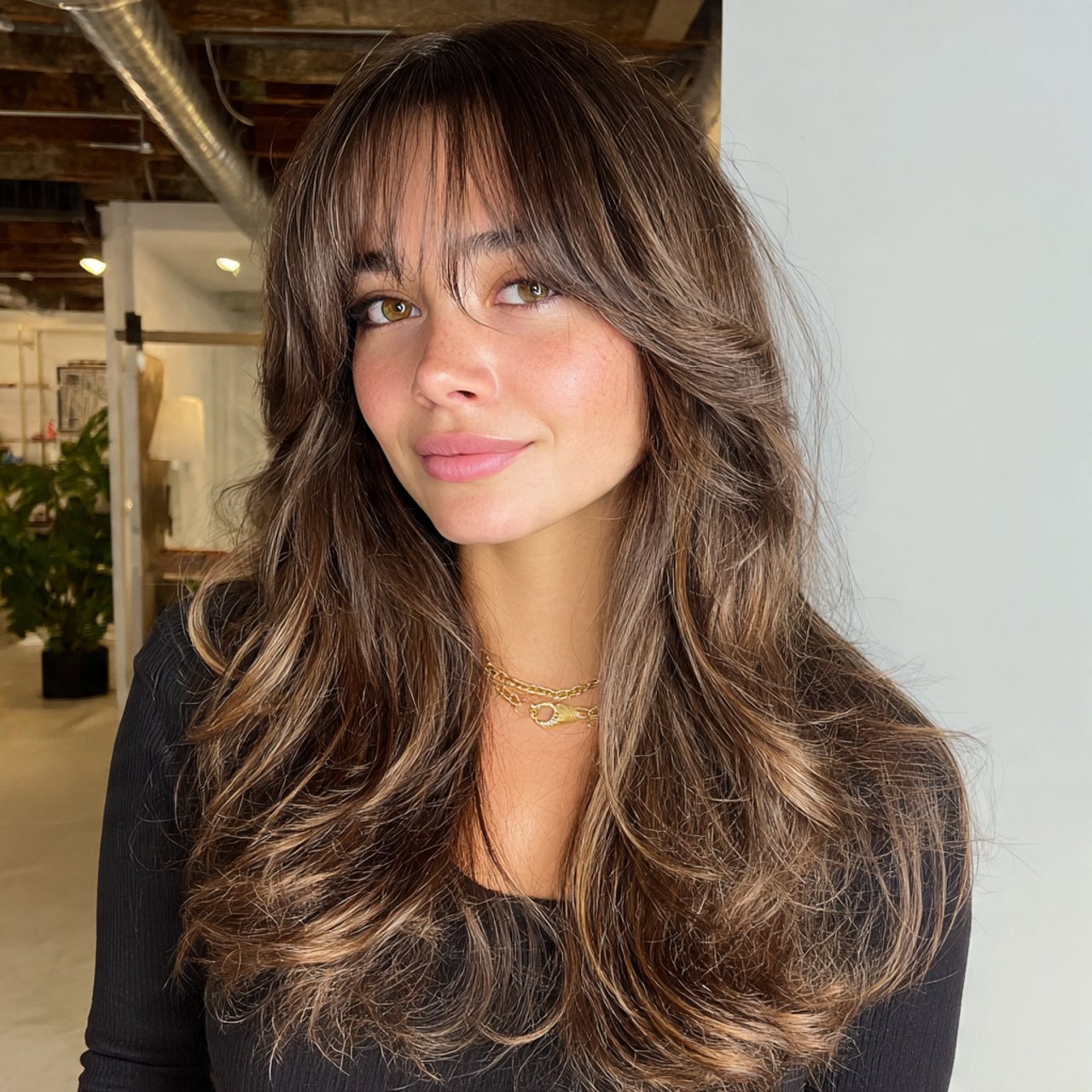 soft feathered curtain bangs hairstyle 1