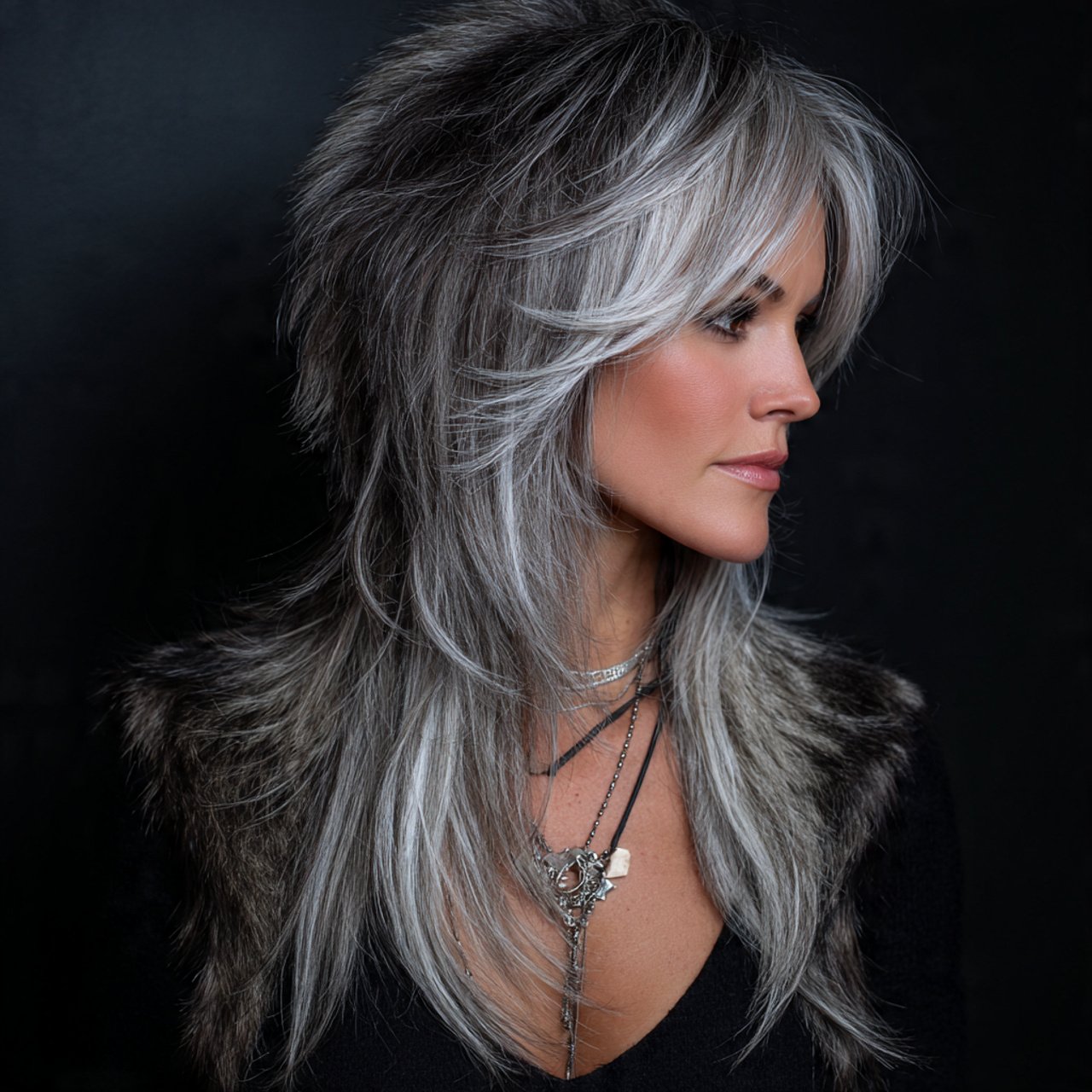 soft layered long wolf cut