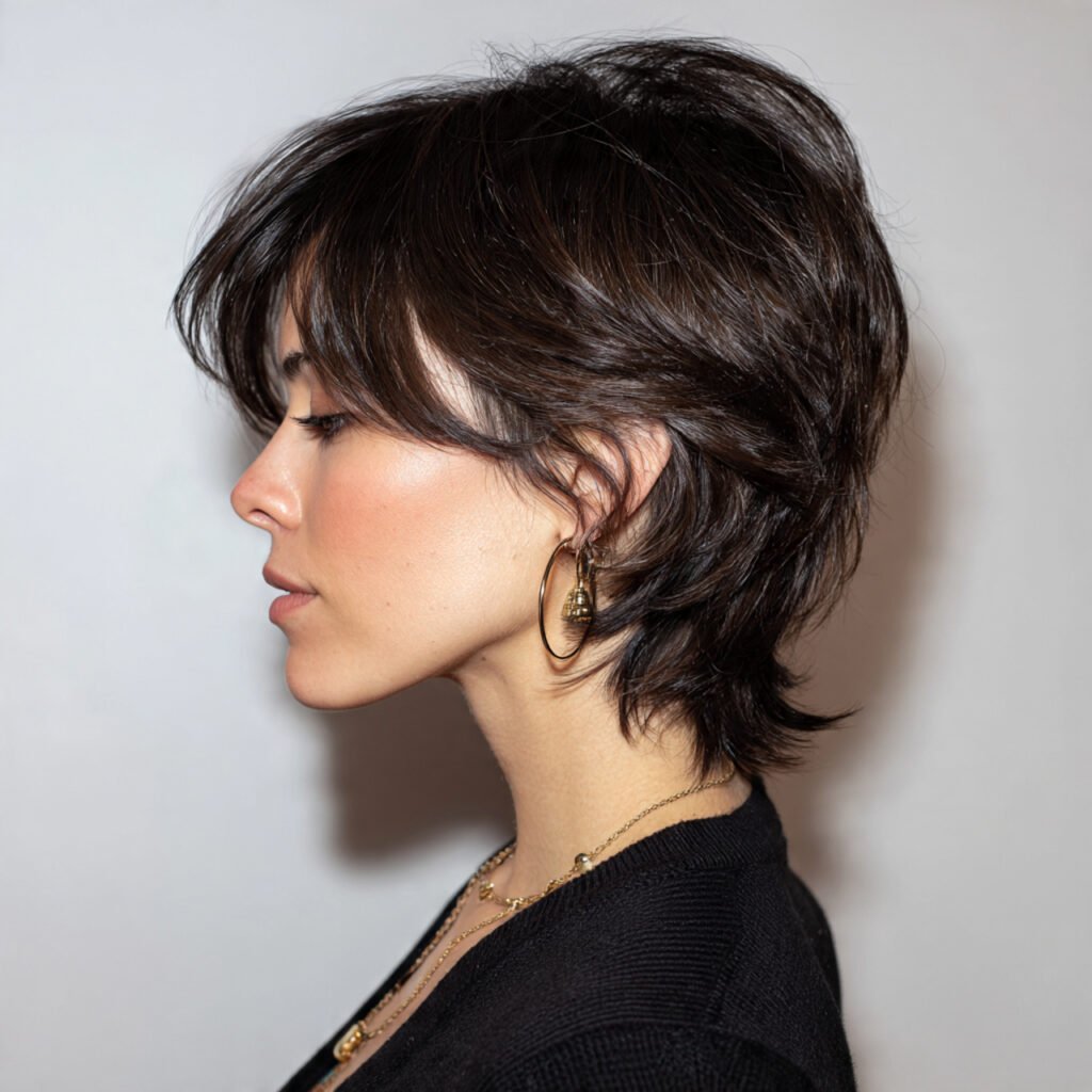soft layered short wolf cut
