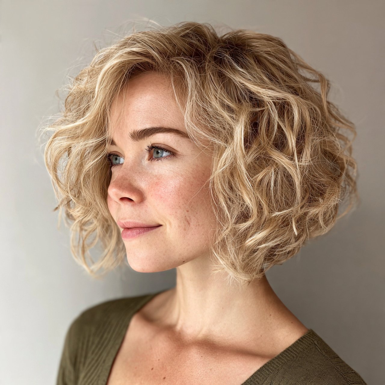 stacked curly bob hairstyle