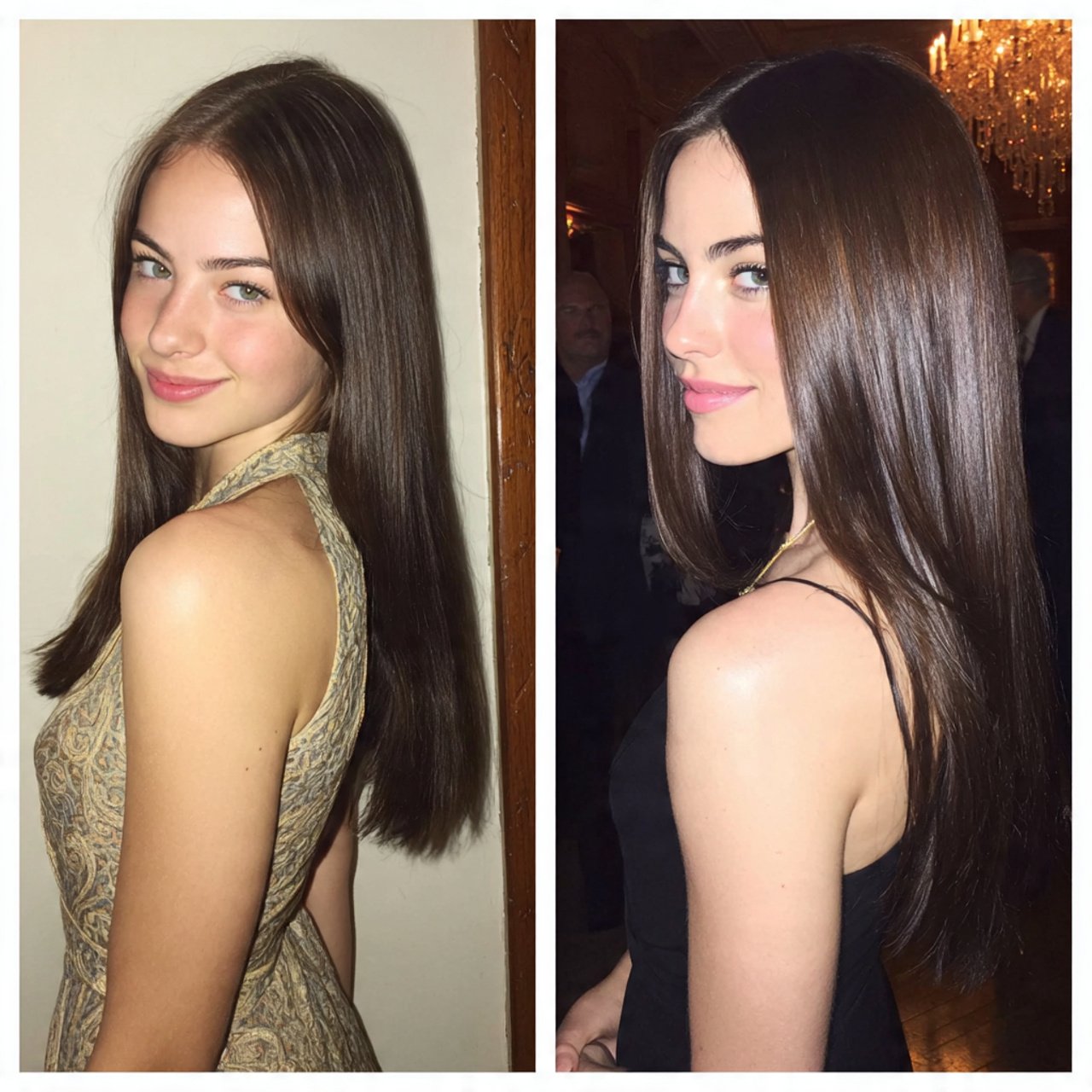 straight hair with center part hairstyles for prom