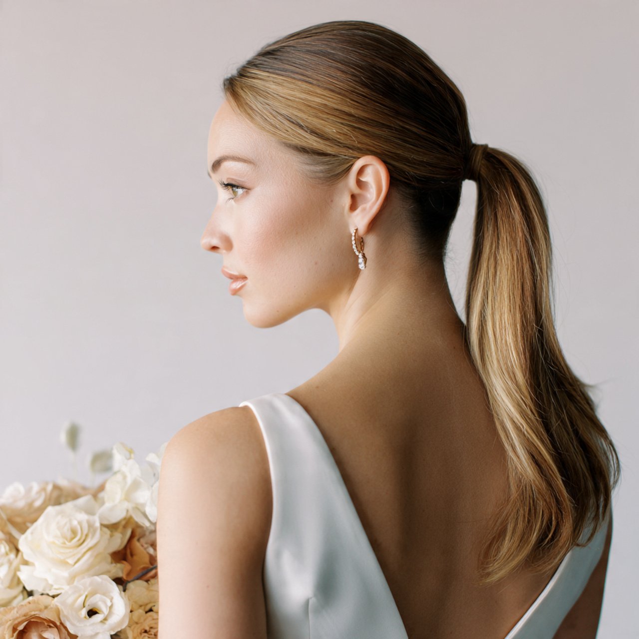 straight ponytail hairstyle for weddings elegant b