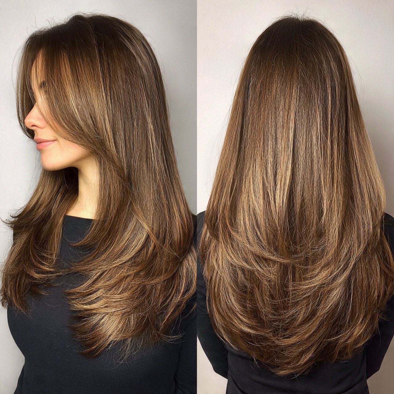 Curtain Bangs with Layers: 13 Trending Hair Ideas 6 straight sleek curtain bangs layered hairstyle