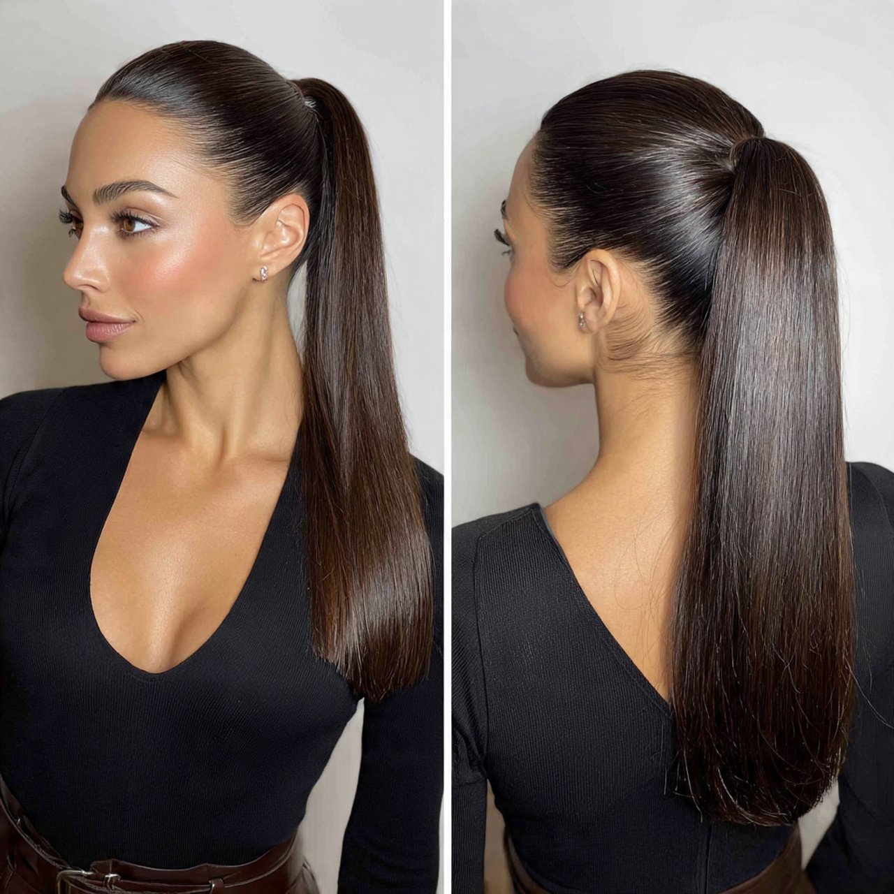 straight sleek ponytail hairstyles