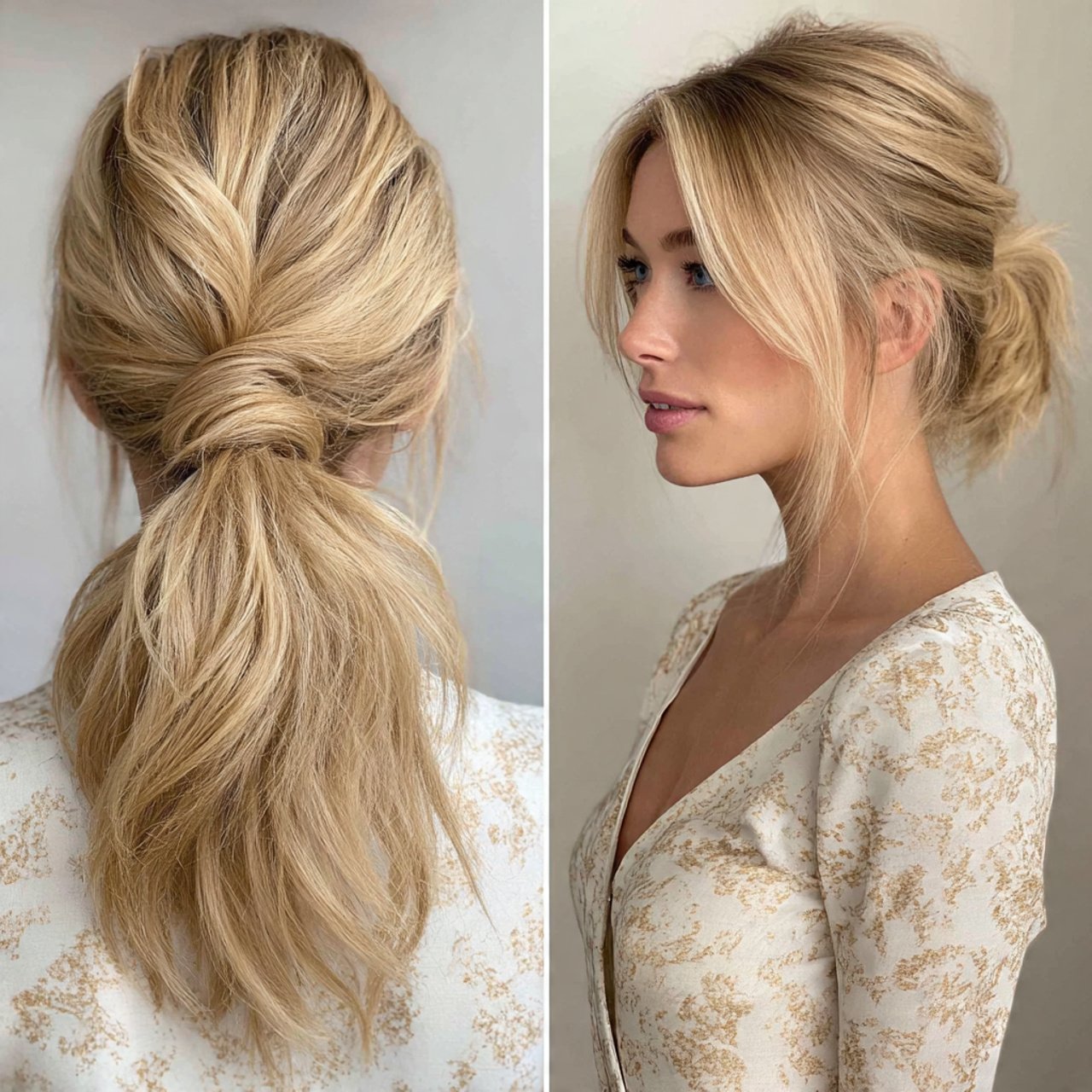 textured low ponytail hairstyles