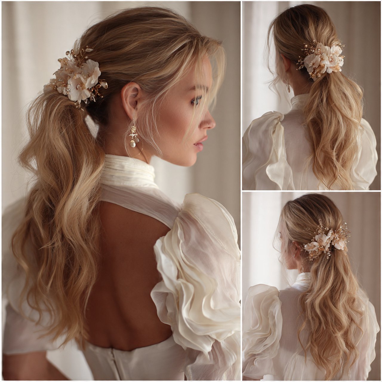 textured ponytail hairstyles for weddings elegant