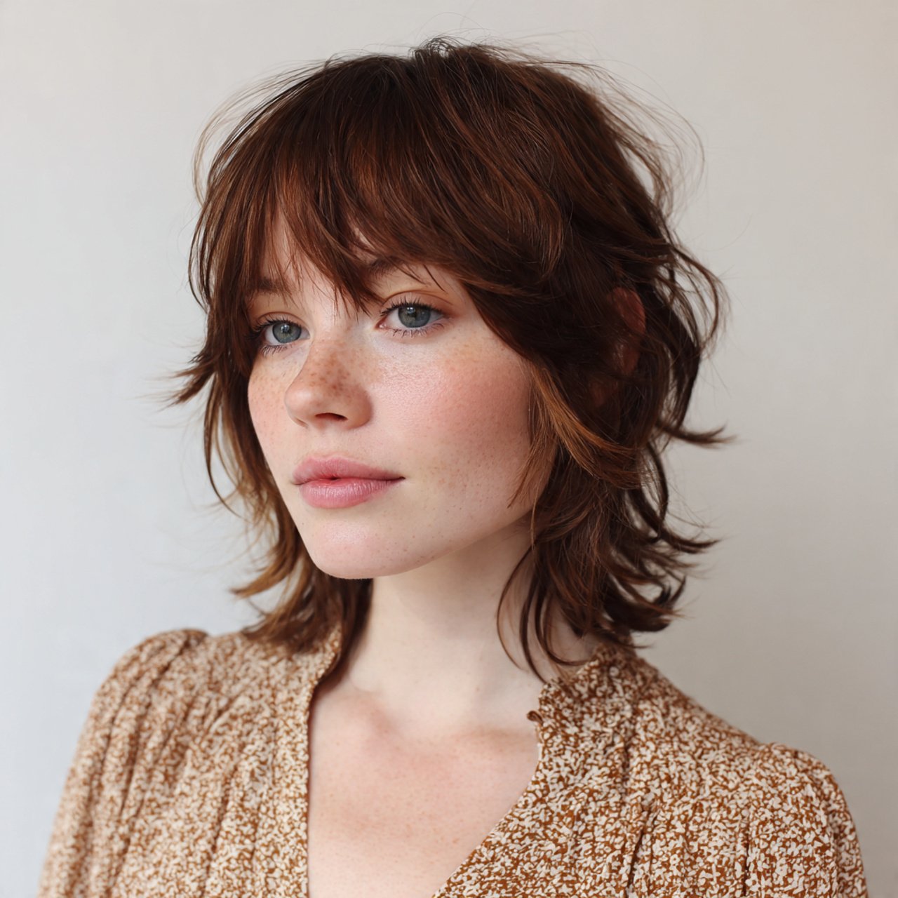 17 Short Curtain Bangs Ideas for a Fresh, Trendy Look 5 textured short curtain bangs shag hairstyle