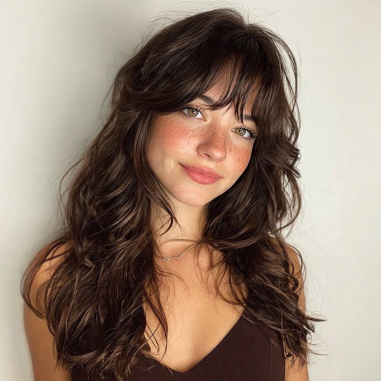 thick curtain bangs hairstyle