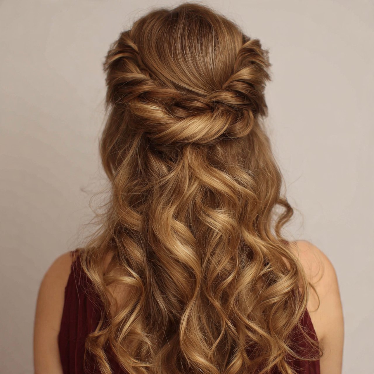twisted half up style prom hairstyles for long hai