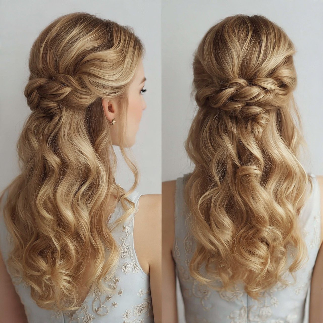 twisted half up with volume prom hairstyles