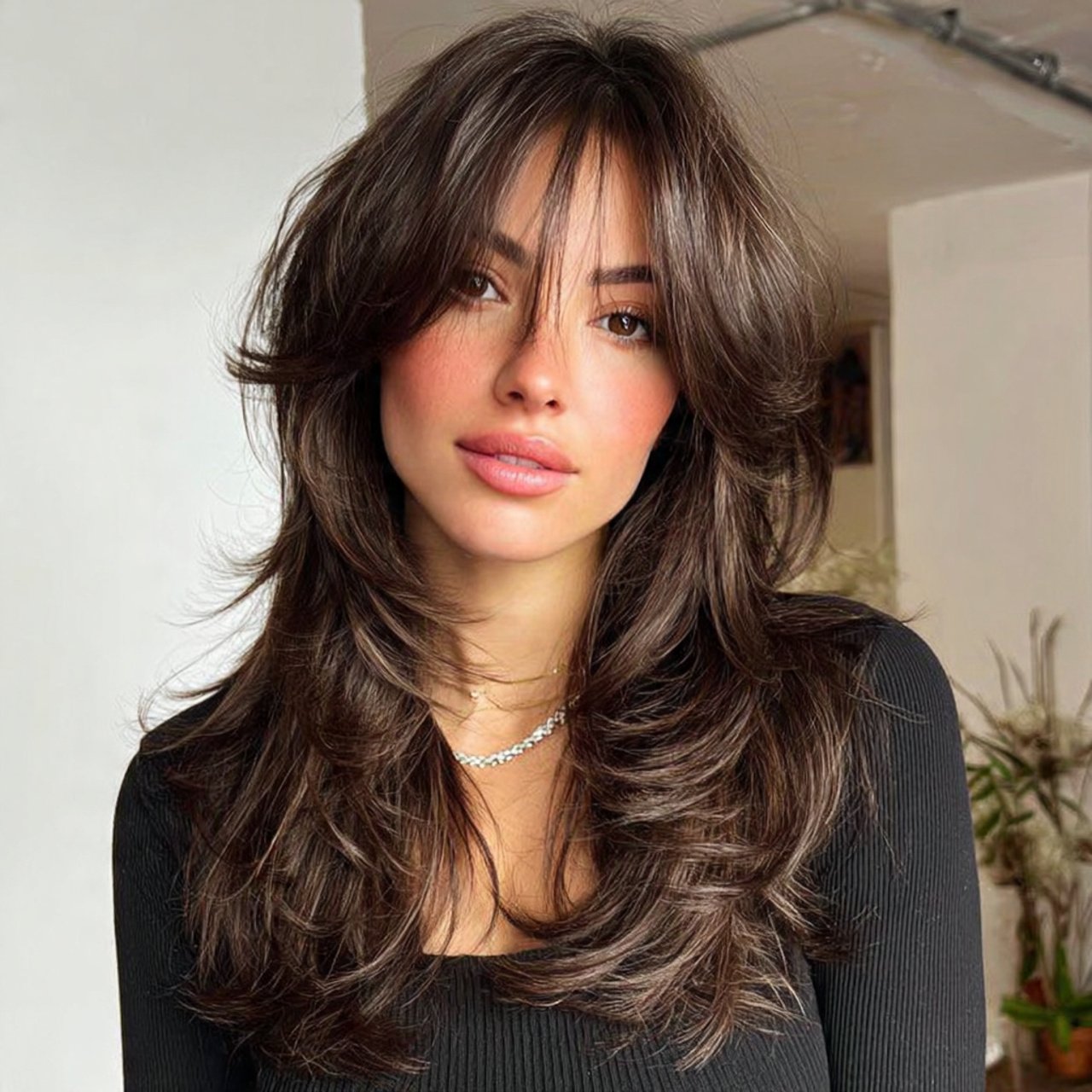 Curtain Bangs with Layers: 13 Trending Hair Ideas 9 voluminous curtain bangs layered hairstyle