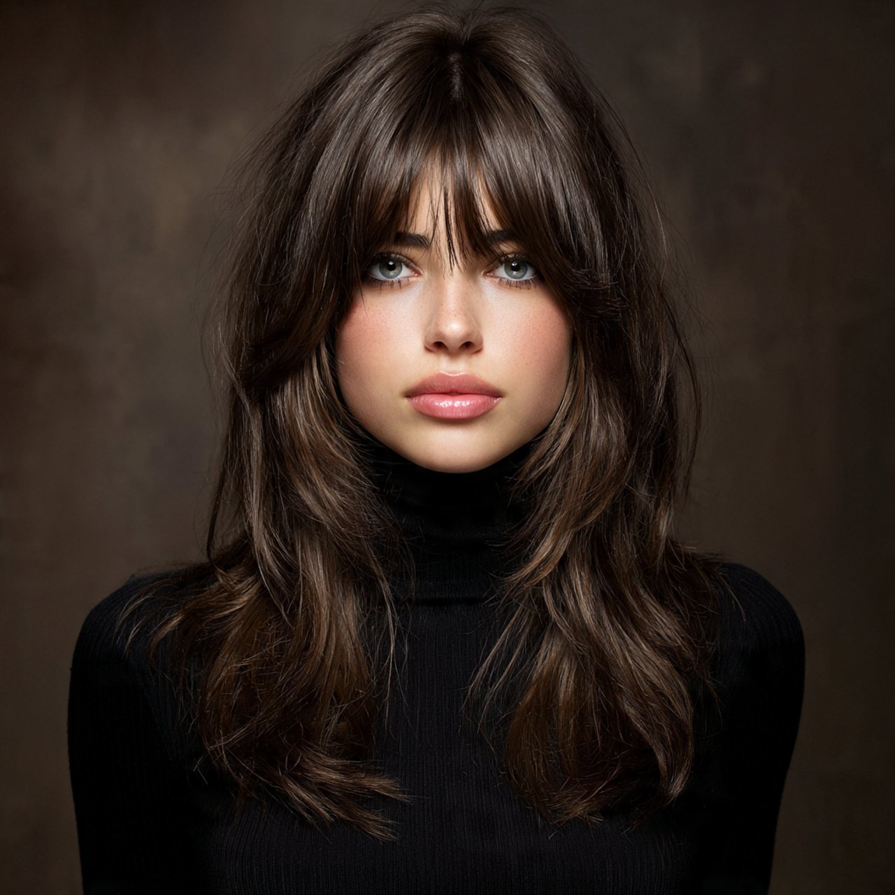 voluminous curtain bangs straight hairstyle single