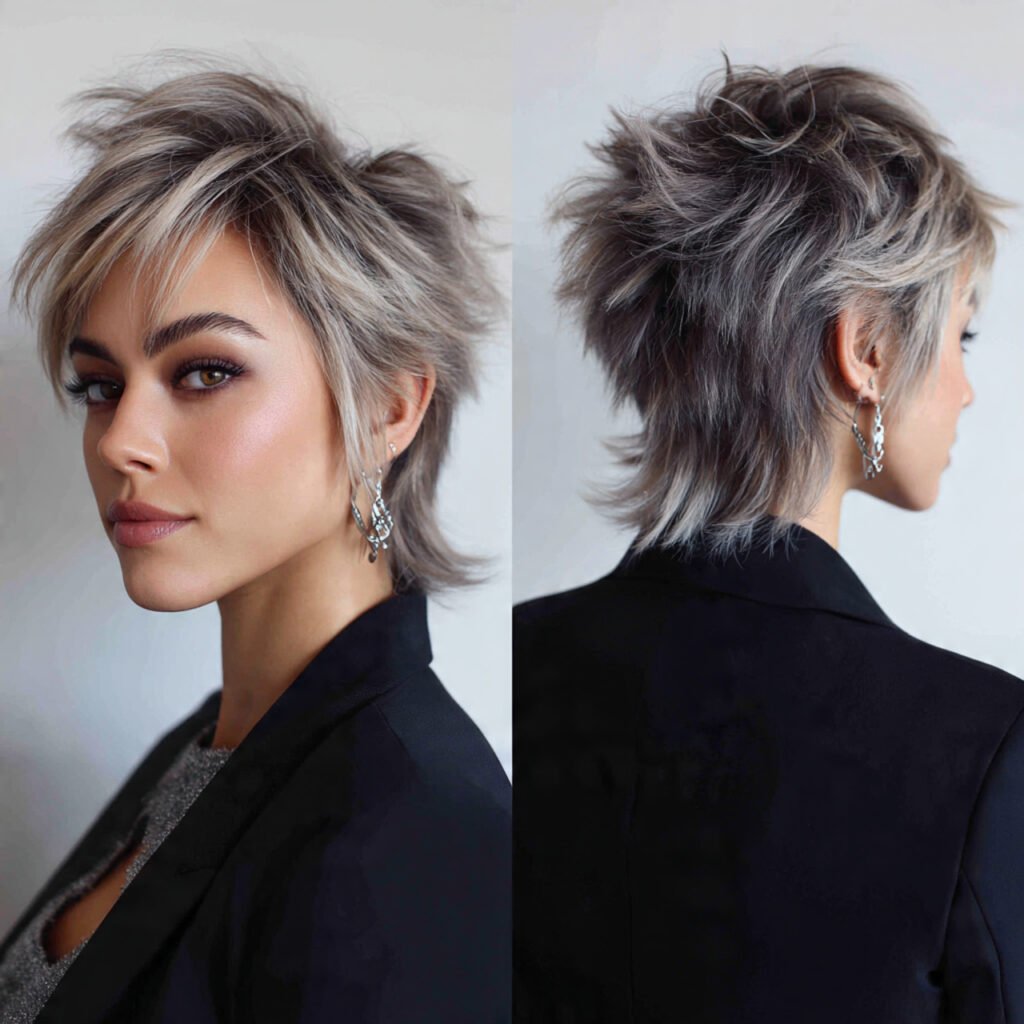 voluminous short wolf cut