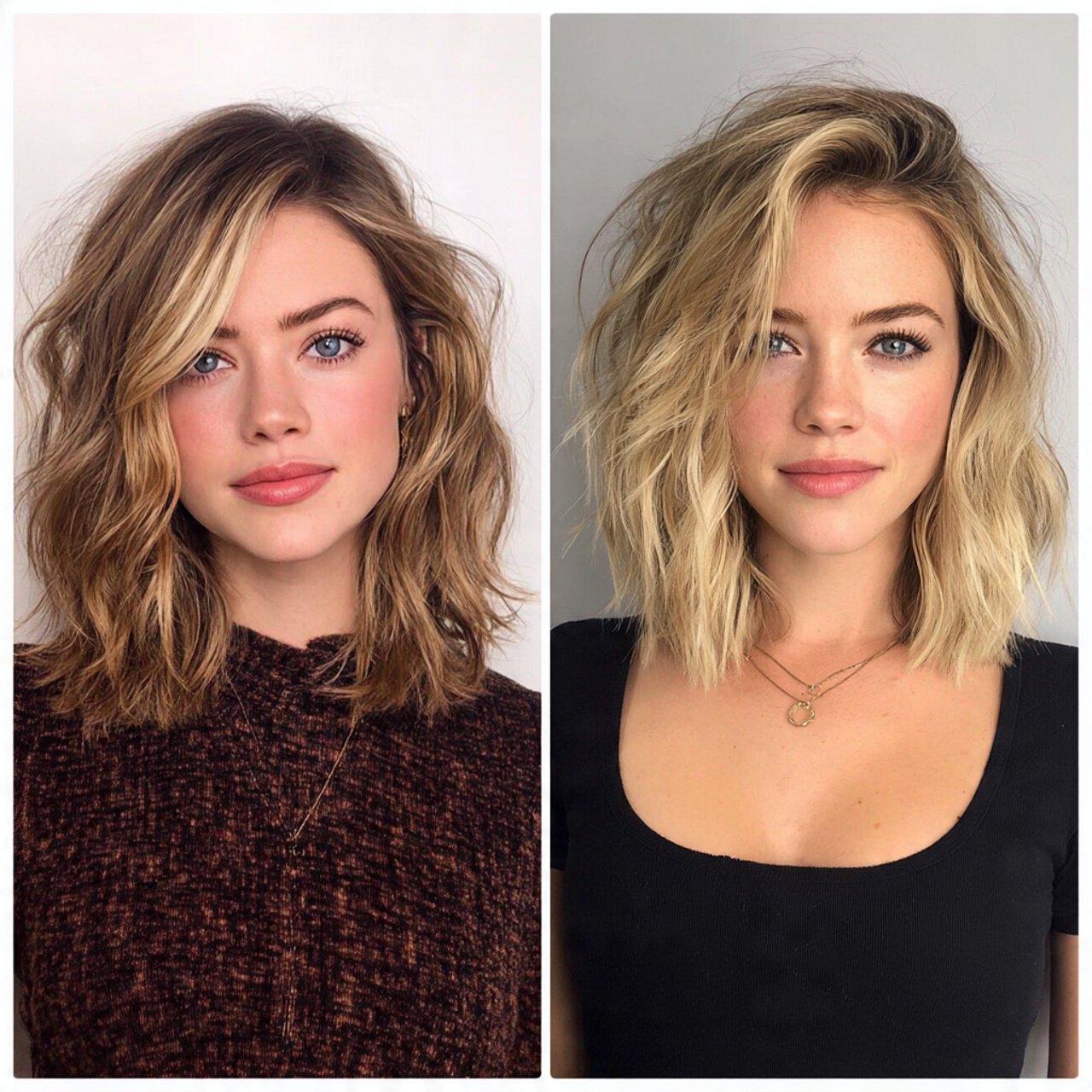 wavy lob hairstyles for thick hair showing shoulde