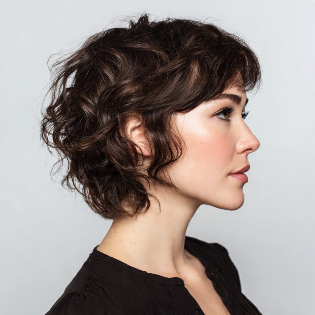 wavy short wolf cut