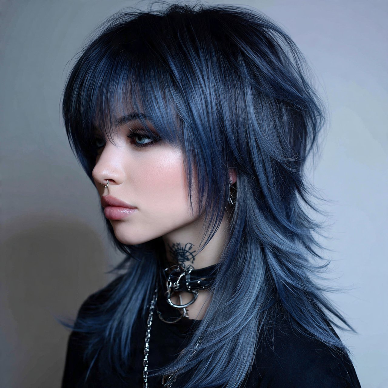 wolf cut long with bangs hairstyle