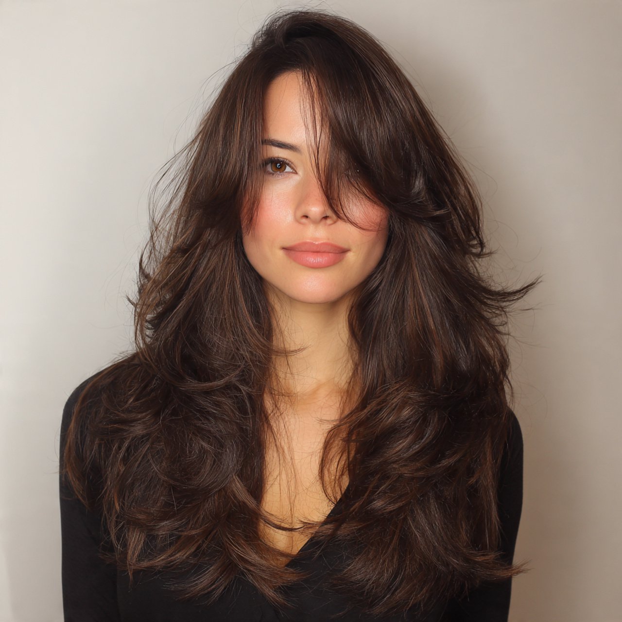 wolf cut long with face framing layers hairstyle