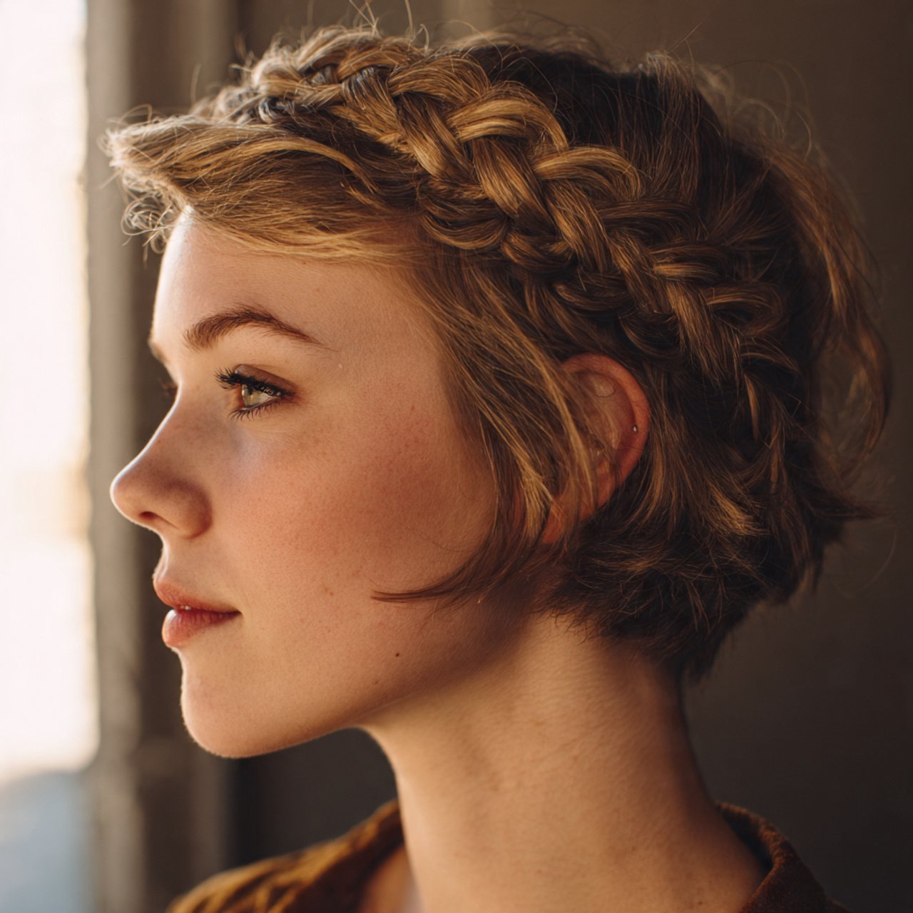 a single photo of a crown braid hairstyle on a wom