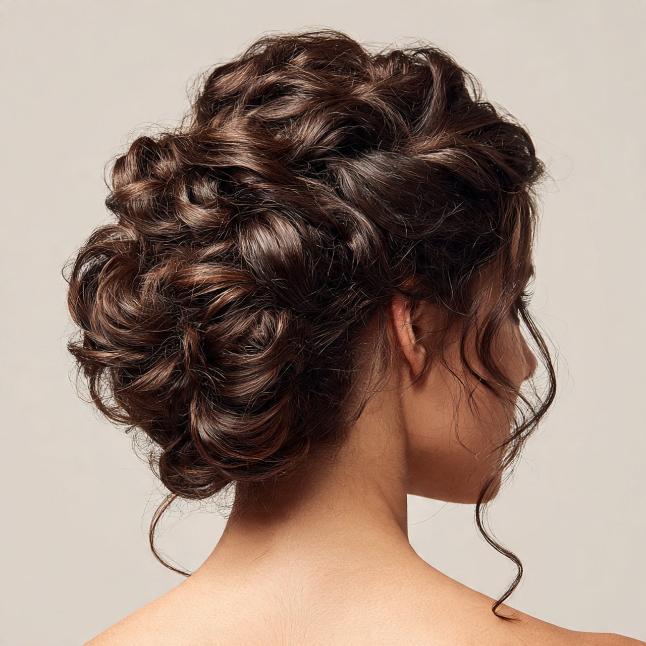 a single photo of an elegant twisted curly updo ha 1