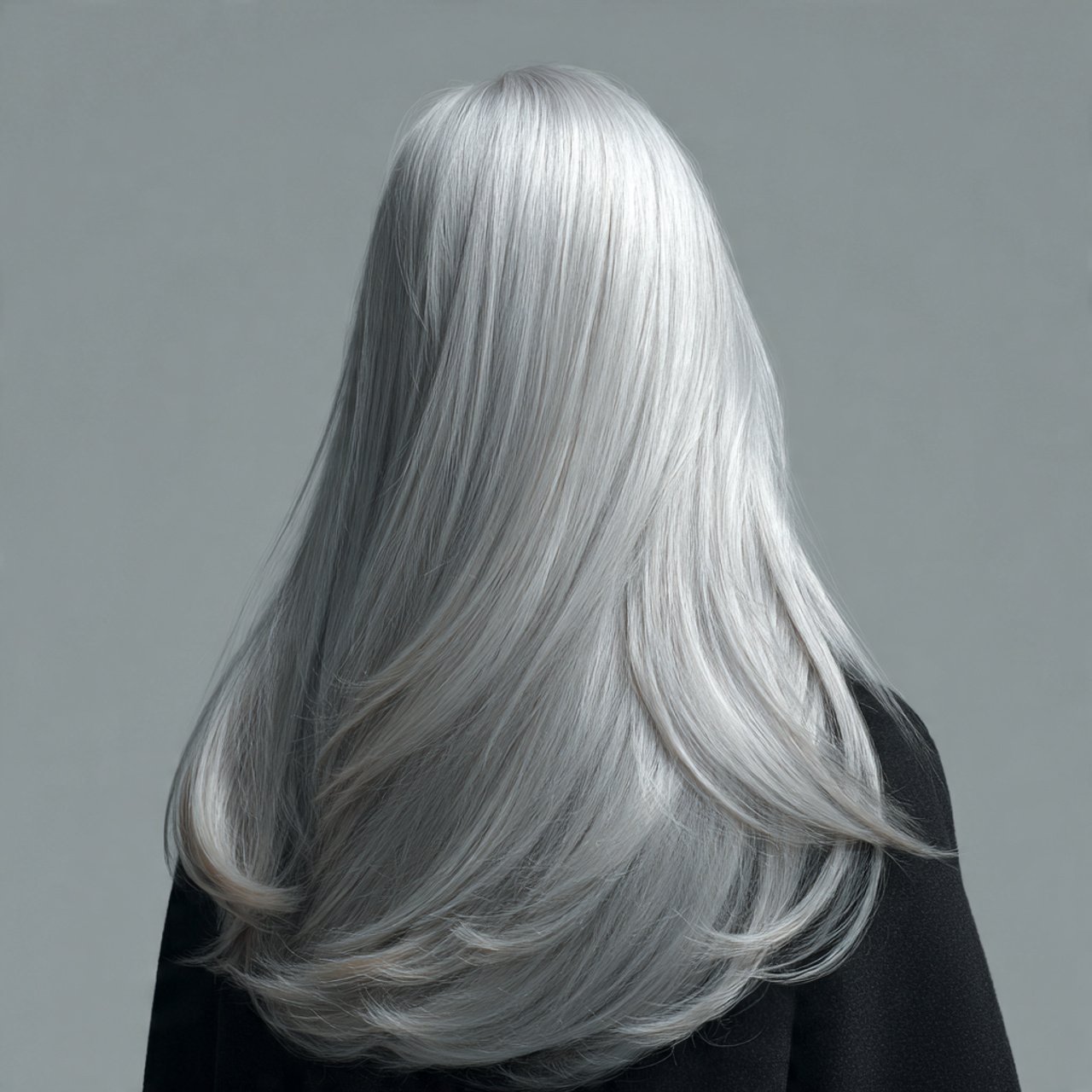 a single picture showcasing smoky silver gray hair