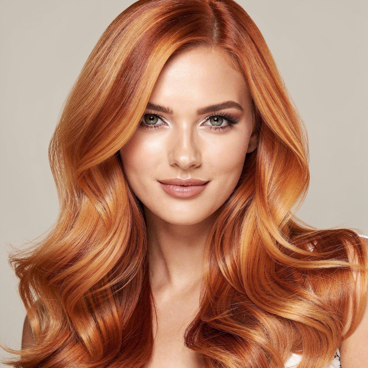 a single portrait of a woman with beautiful copper