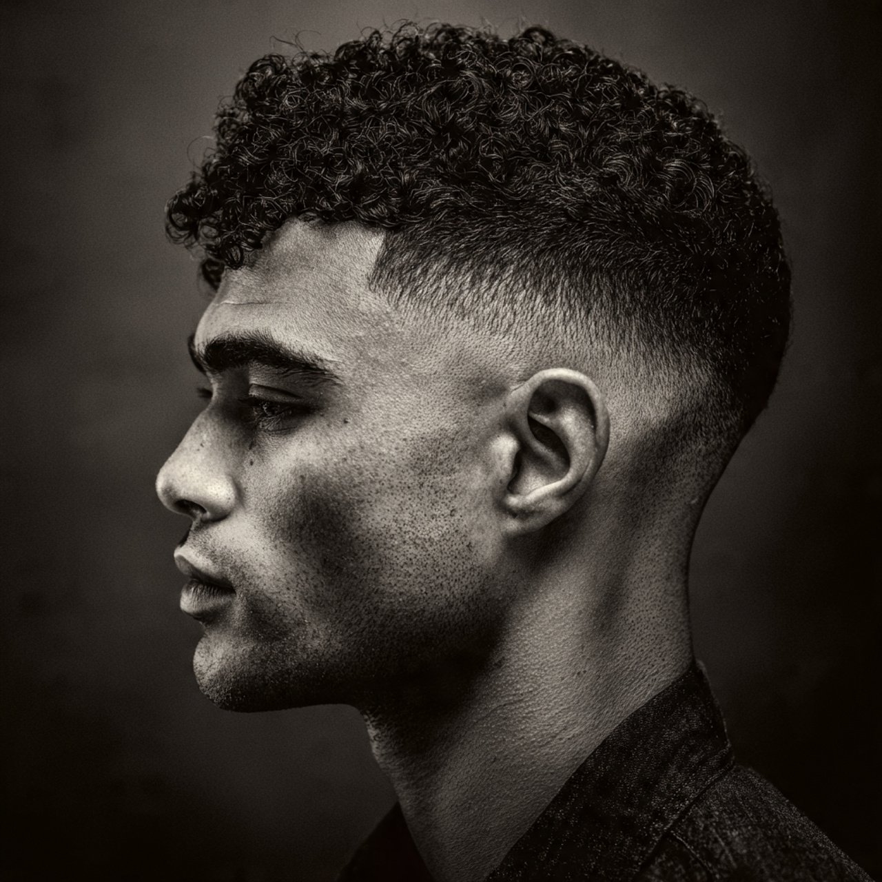 a single portrait photo of a man with a curly tape